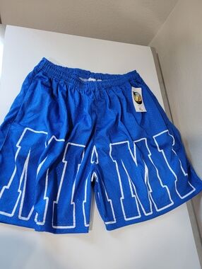 miami Royal Blue Men's Athletic Mesh Shorts with Bold Lettering.Size XL